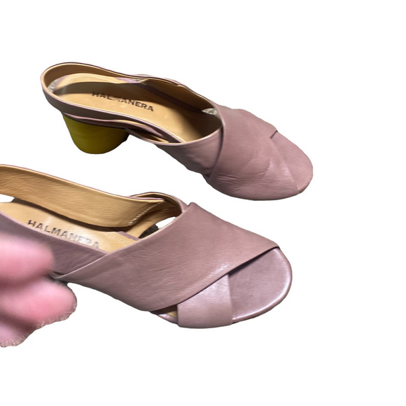 Halmanera pink crisscross yellow pump slingback sz 37 - Picture 6 of 13